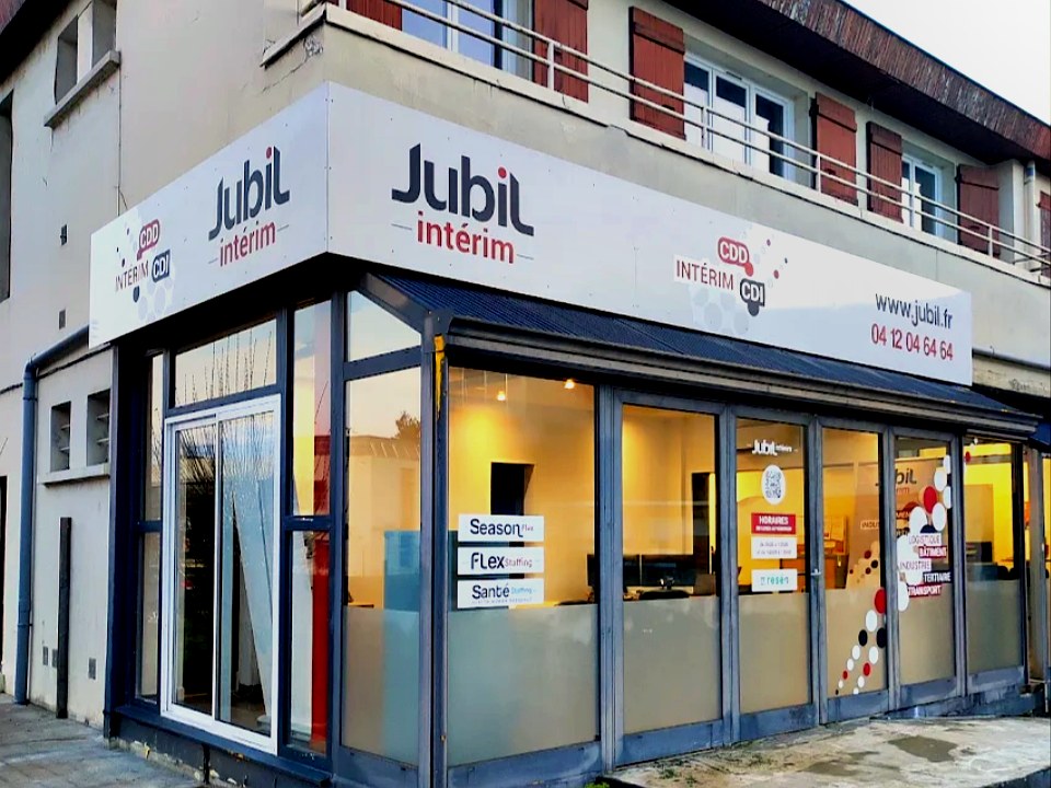 Enseigne et bandeau de façade — Jubil Intérim